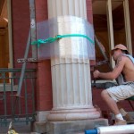 Cleaning and repairing front columns
