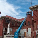 Cleaning the brick- east side