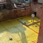 Preparing to pour the concrete for the new east side