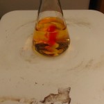 This is an example of acid/base chemistry. When I add the base to this solution is turns hot pink. Who said science can't be pretty?