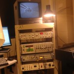 This is the equipment for electrophysiology that will change the conditions around the cell. The TV is a live view of the micrscope stage so you can see the cell that you are treating.