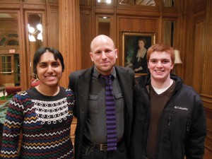 Greg Epstein with Allegheny students Anu Venkatram and Jimmy Nero